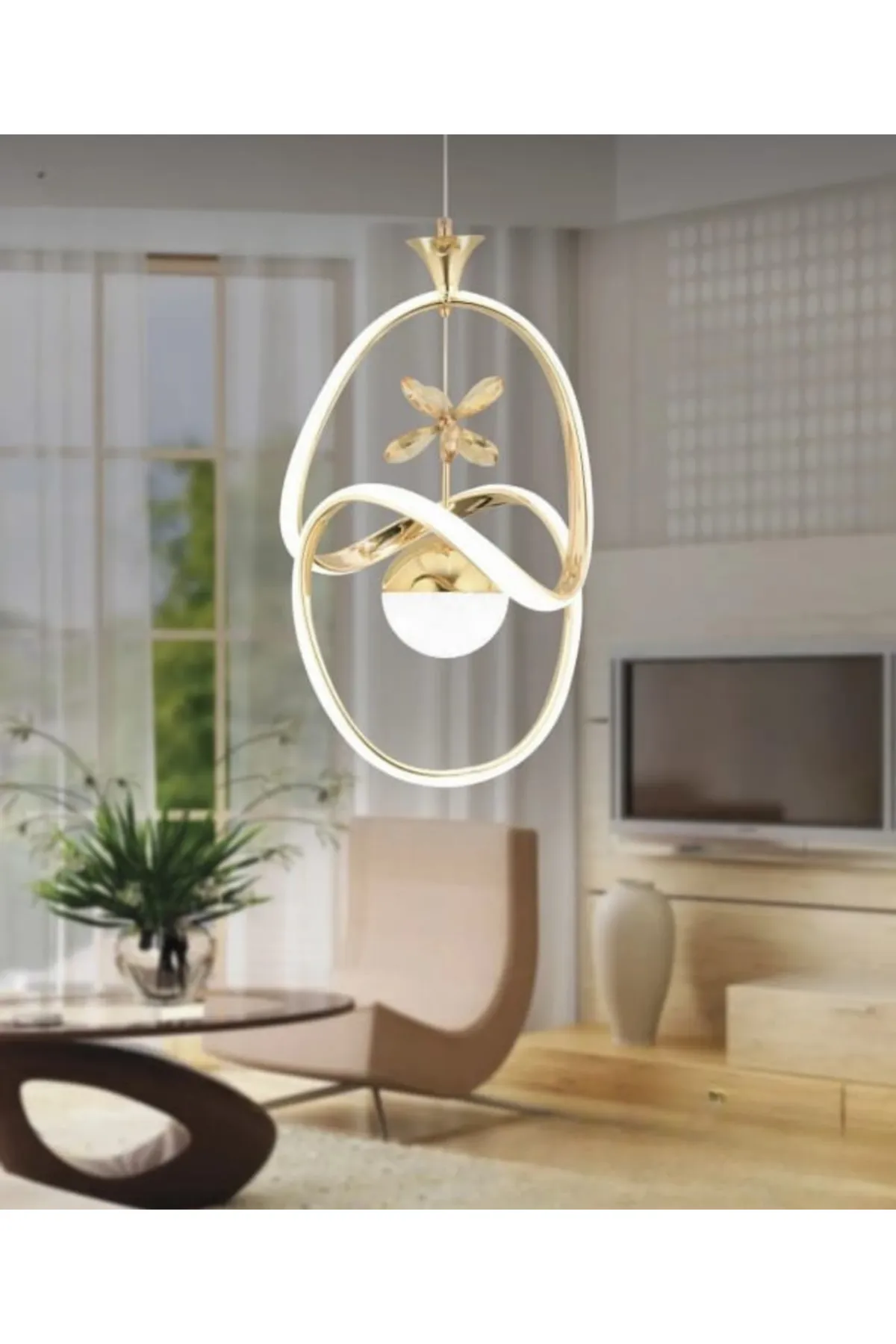 Led Avize Badem Tek Top 3 Renk Gold